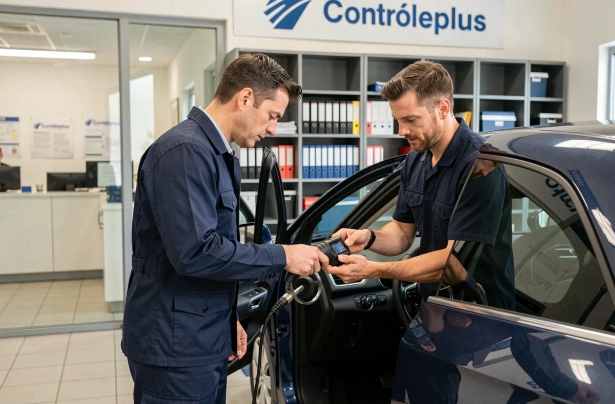 Technicien Contrôleplus à Claye-Souilly effectuant un diagnostic électronique sur un véhicule