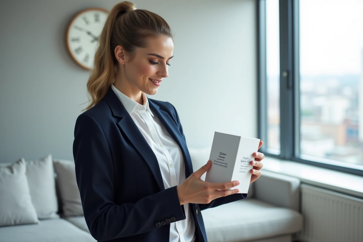Femme comparant des boosters de signal 4G dans un appartement moderne en ville
